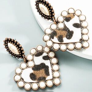 Heart Shaped Leopard Print Earrings